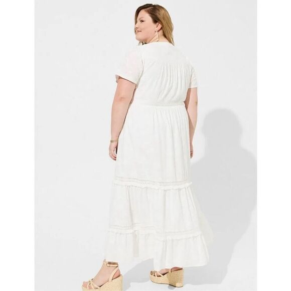 Torrid Maxi Dress White Cotton Voile Crochet Bride Wedding  Festival Boho NWT Ne - Picture 4 of 11